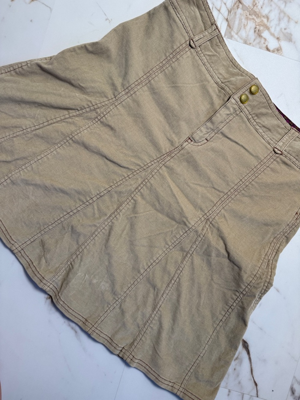 Athleta Tan whenever Corduroy Women’s Skirt Sz M Retro Preppy Hike Travel